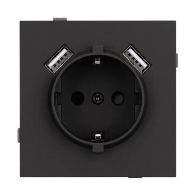 Механизм розетки с USB зарядкой SCT-TENDO-MUAA-SFPL-BK (230V, 16A) (Arlight, -)