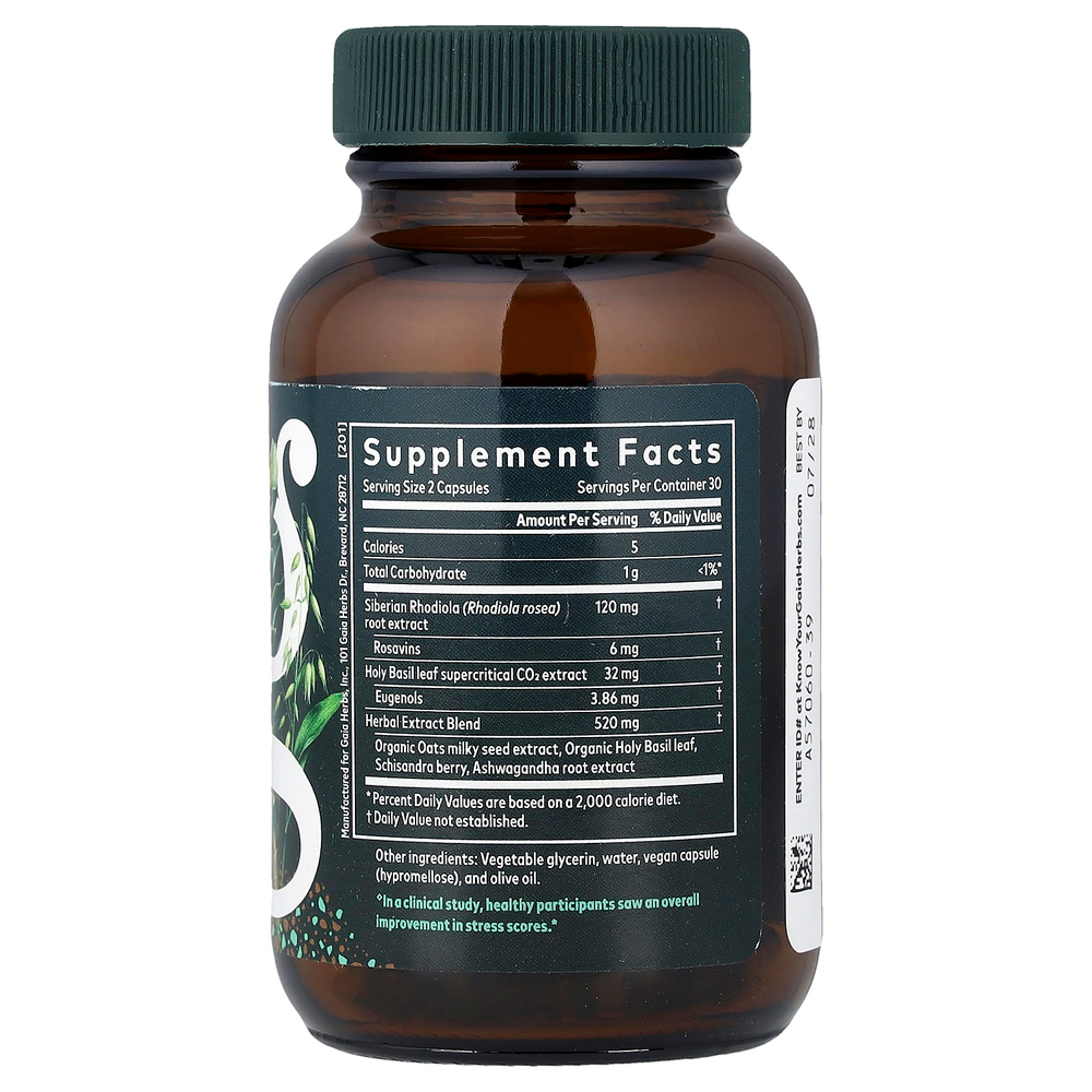 Gaia Herbs, Adrenal Health®, ежедневная поддержка, 60 капсул Phyto-Caps® в жидкой форме