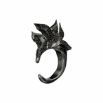 Кольцо с пламенными листьями и фианитами — Caviar Jewellery, черный