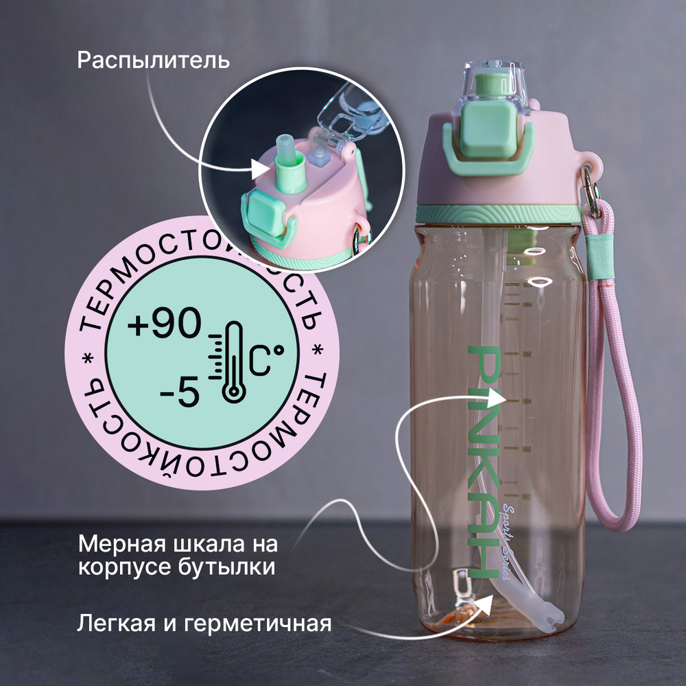 Спортивная бутылка для воды с распылителем PINKAH