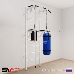 Шведская стенка Sv Sport усиленная 6762 (Турник стандарт/Брусья/Канат/Трапеция/Цепь/Мешок 22кг)
