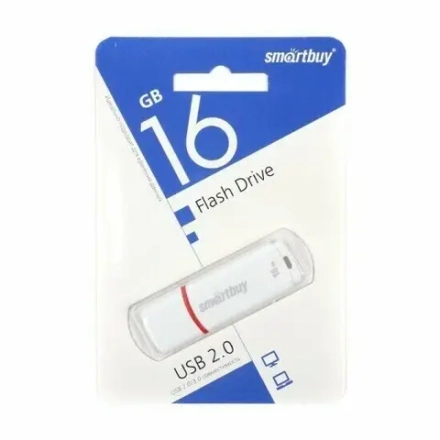 Флешка 16-GB SMART-BUY Glossy USB 2.0 белый