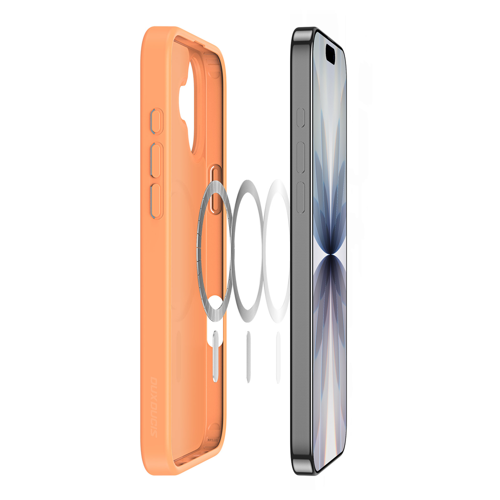 Матовый защитный чехол оранжевого цвета с MagSafe для iPhone 17, серия Yind Series от Dux Ducis