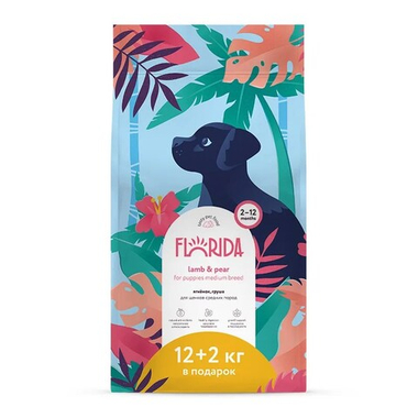 Florida Medium Puppy Ягненок/груша для щенков 12+2 кг
