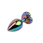 Радужная металлическая пробка Rainbow Heart Butt Plug - 7,1 см. (Цвет: разноцветный)