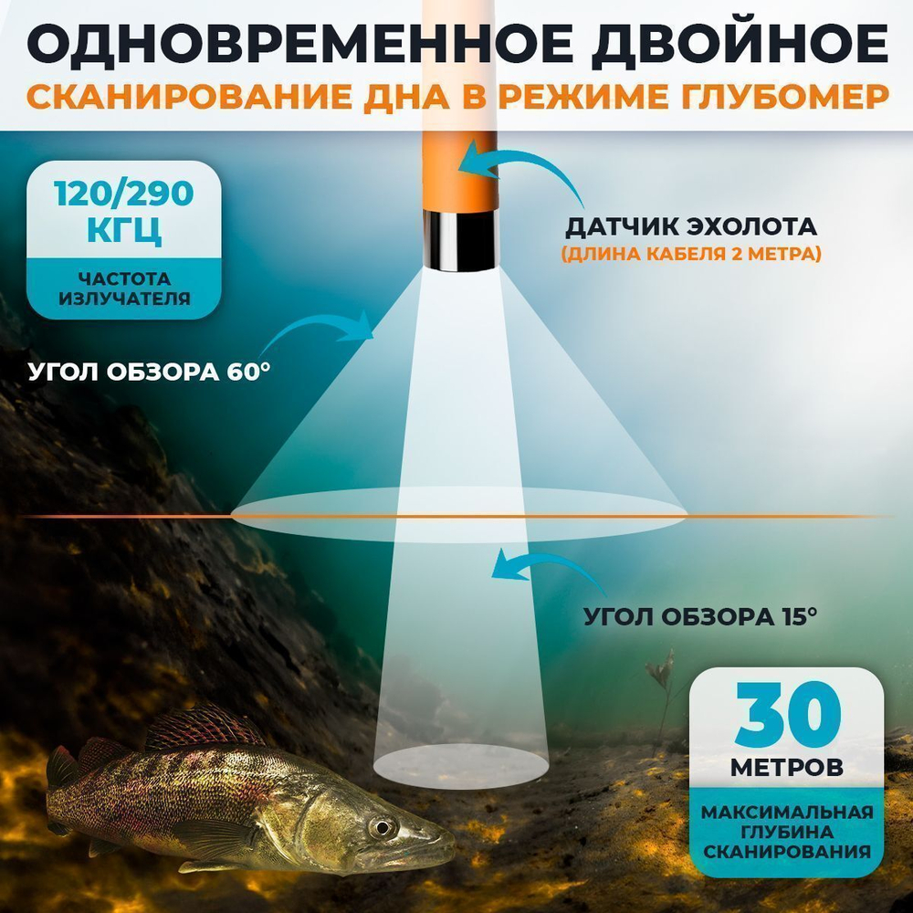 Портативный 2-х лучевой эхолот с глубомером ТМ CALYPSO (модель FFS-02 Comfort Plus)
