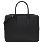 SAINT LAURENT Calfskin Textured Leather Briefcase Small Unisex Black