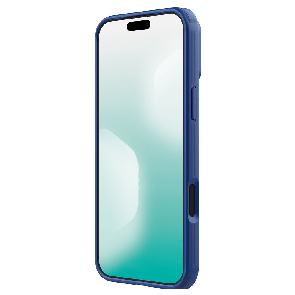 Чехол синего цвета от Nillkin на iPhone 17 Pro Max, серия CamShield Pro (обновленная двойная защитная шторка для камеры)