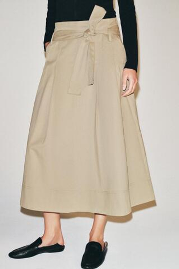 ZARA ЮБКА МИДИ С ПОЯСОМ — ZW COLLECTION, РЫЖЕВАТО-КОРИЧНЕВЫЙ