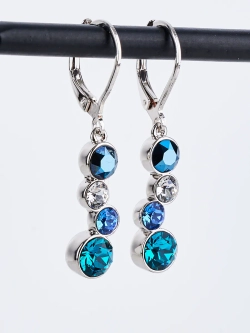 Серьги-подвески Эльза с синими кристаллами Swarovski