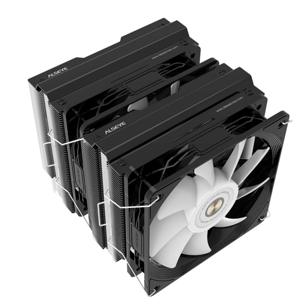 Кулер для CPU Alseye N600-DT, 2х120мм, 4-pin, Al+Cu, черный-белый/ARGB, 800-1800rpm, 74CFM, 33.2дБ, 6-PIPE(сплошная термоплощадка), TDP 250Вт, контроллер, INTEL 1700/1200/115x/2011/2066/1366, AMD AM5/AM4/AM3 (AS.01.05.0011)