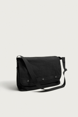 ZARA НЕЙЛОНОВАЯ СУМКА С КЛАПАНОМ, ЧЕРНЫЙ