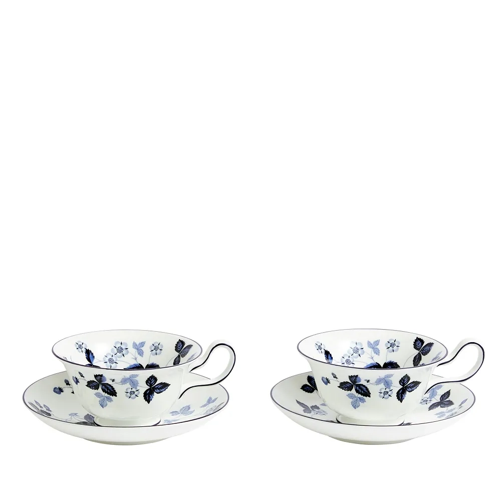 Wedgwood Набор из 2 чайных чашек Wild Strawberry 177 мл с блюдцами Ink Blue EAN 701587481663