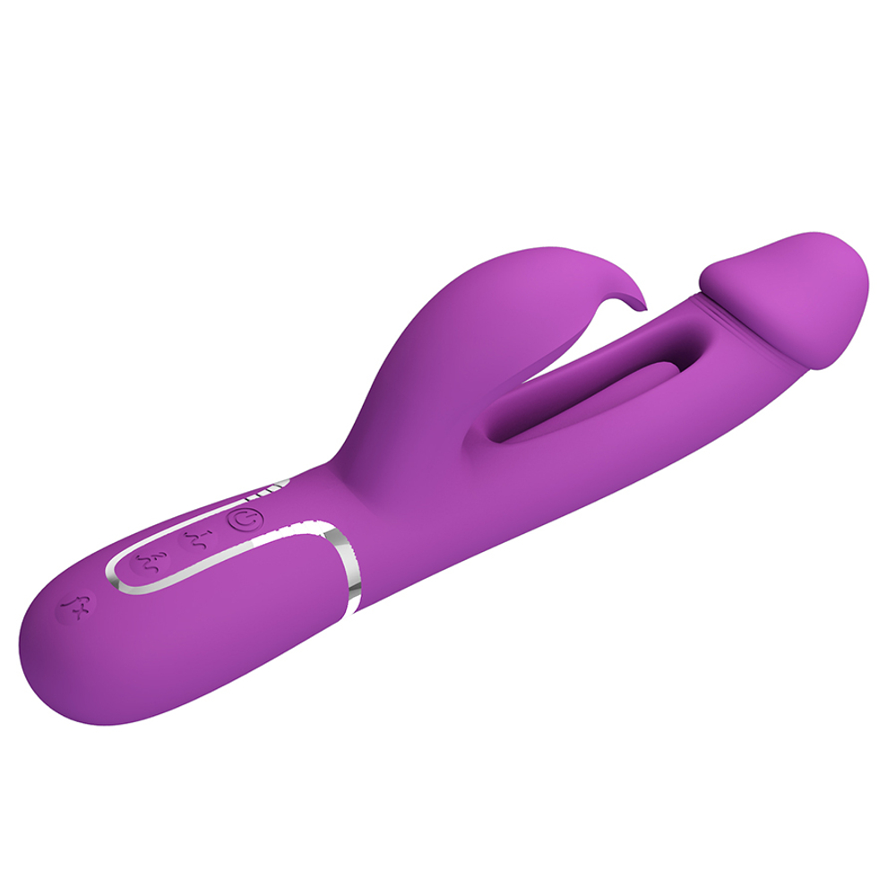 Фиолетовый вибратор-кролик 23,2см с фингерингом Pretty Love Twinkled Tenderness Kampas Flicking Vibrator Rabbit BW-500025-3