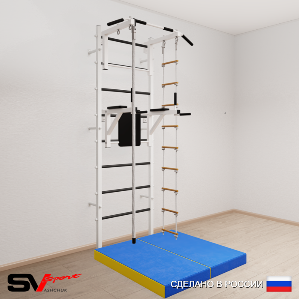 Шведская стенка Sv Sport усиленная 6754 (Турник стандарт/Брусья/Канат/Лестница/Мат 1м)