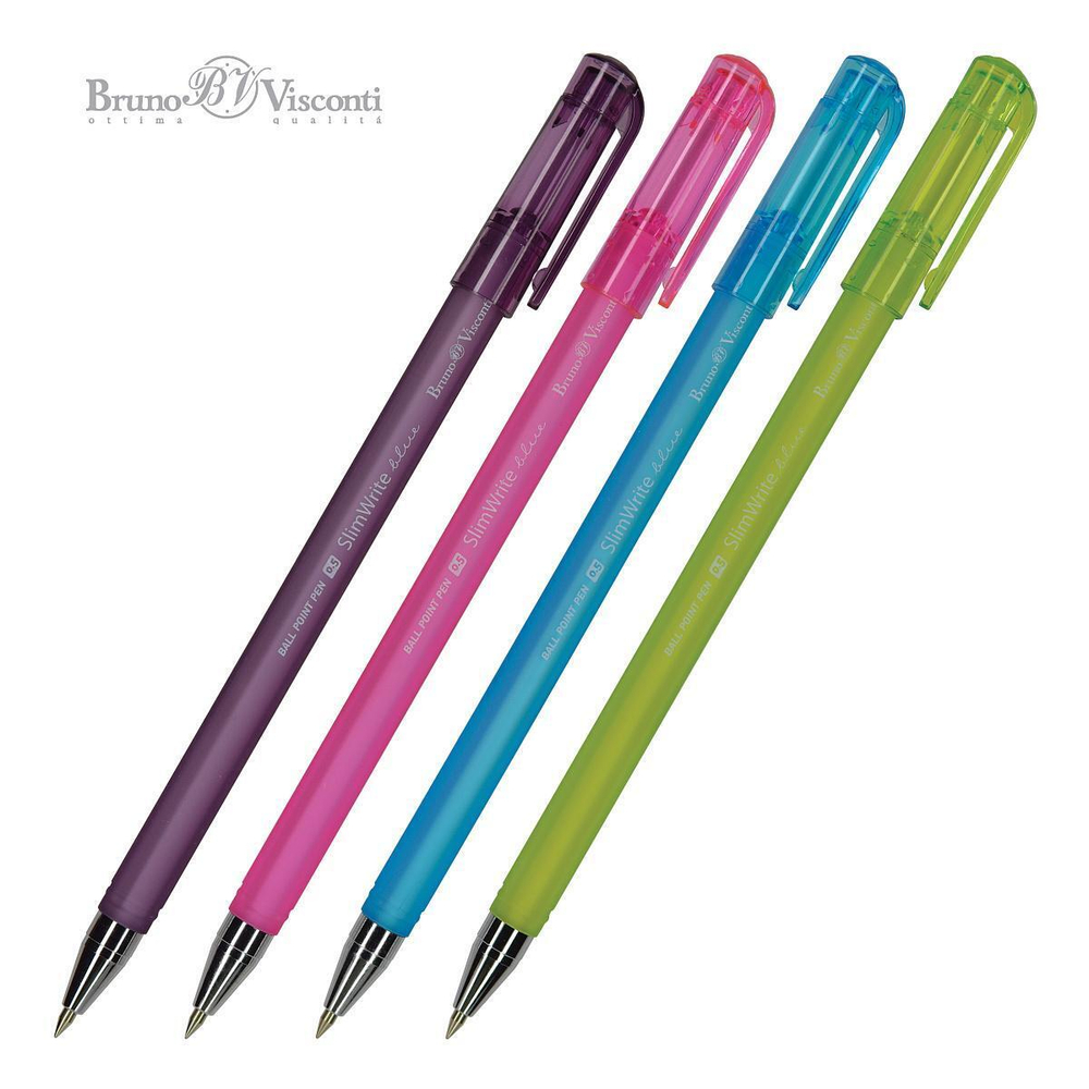 Ручка шариковая 0.5 мм, синяя "SlimWrite. Creative" в ассорт. (BrunoVisconti)