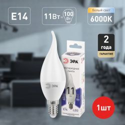 Лампа светодиодная ЭРА STD LED BXS-11W-860-E14 11Вт свеча на ветру холодный дневной свет Е14 | Лампы cветодиодные Свеча (B/C)