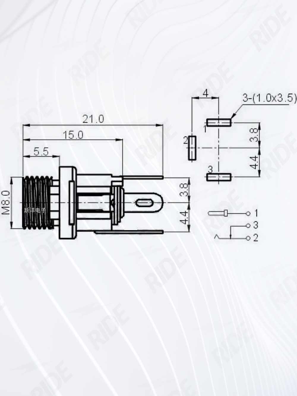Гнездо DC-025 (разъем питания штырьковый 5.5x2.1 мм)