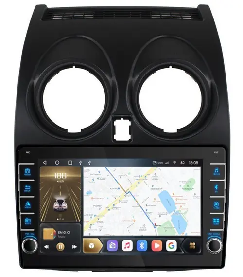 Магнитола для Nissan Qashqai J10 2006-2013, Dualis - Kuberg OL-9662 (кнопки и крутилки), Android 12, Быстрая, CarPlay, 4G SIM-слот