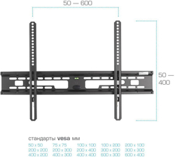 Кронштейн для телевизора Kromax FLAT-2, 32-90", настенный, наклон, черный