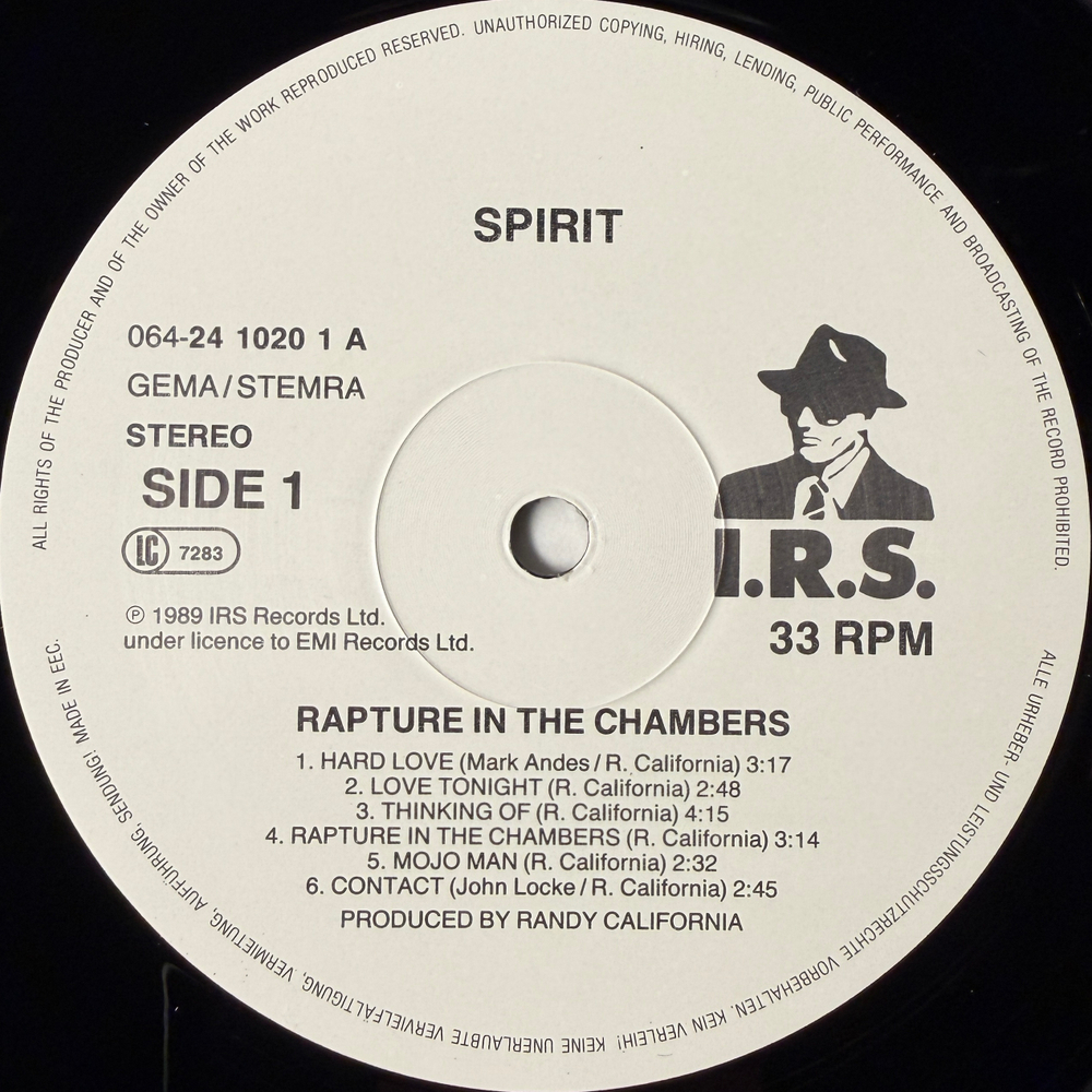 Spirit ‎– Rapture In The Chambers (Европа 1989г.)