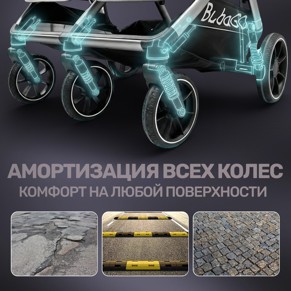 Прогулочная коляска для двойни BubaGO DUO X