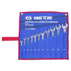 KING TONY (1211MRN) Набор комбинированных ключей, 8-24 мм, чехол из теторона, 11 предметов