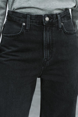 ZARA ДЖИНСЫ STRAIGHT FIT С ВЫСОКОЙ ПОСАДКОЙ — ZW COLLECTION, ЧЕРНЫЙ