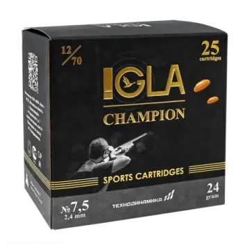 Патрон спортивный "IGLA-СНAMPION" калибра 12/70, 24г., дробь №7,5