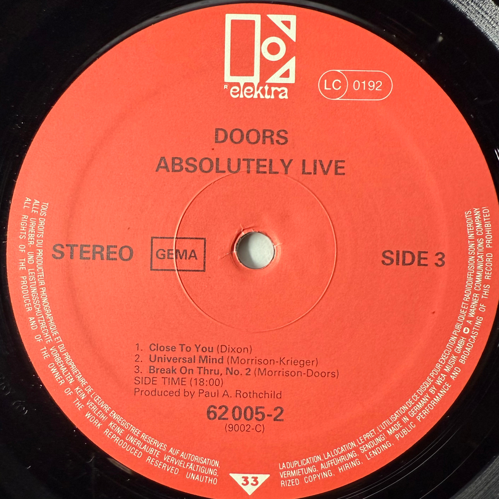 The Doors ‎– Absolutely Live 2LP (Германия)