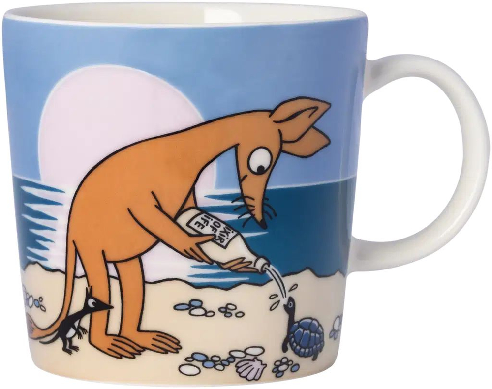 Кружка Arabia Moomin "Нипсу на пляже", фарфор Vitro, синяя, 300 мл (из Финляндии)