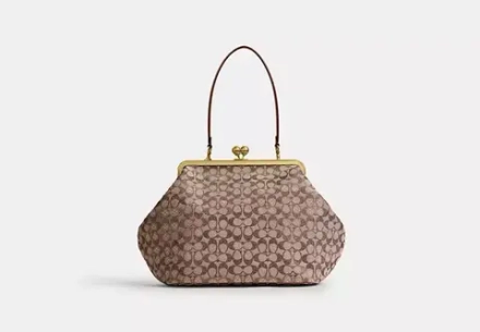 COACH БОЛЬШАЯ СУМКА KISSLOCK, КОРИЧНЕВЫЙ