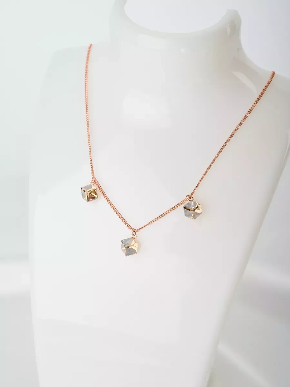Колье Миражи с кристаллами Swarovski цвета шампань