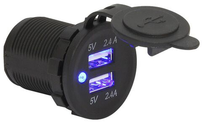 Гнездо питания с USB-разъемами, 4,8 А, подсветка (10264224)