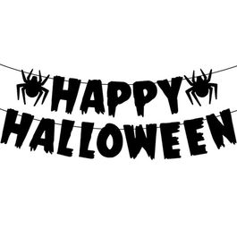 Гирлянда на ленте «Happy Halloween», хэллоуин, Пауки, длина ленты 500 см.