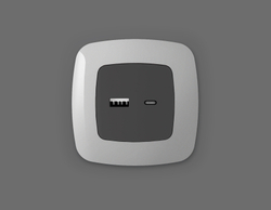 OP9110 Лицевая панель OMEGA (Графит Мягкое касание) для розетки 2USB тип A+C QUANT