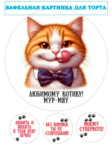 Формат А4 Вафельная картинка Любимому котику