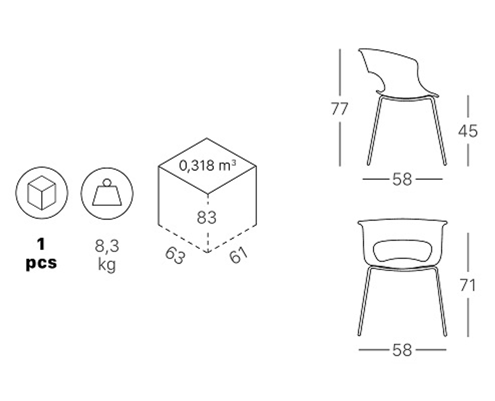 Кресло с обивкой Scab Design Miss B Pop coated steel frame, антрацит, морская волна