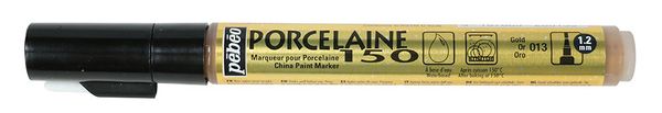 Маркер по керамике Porcelaine 150 металлик 1.2 мм, перо круглое, 6 шт, 020013 золото, Pebeo