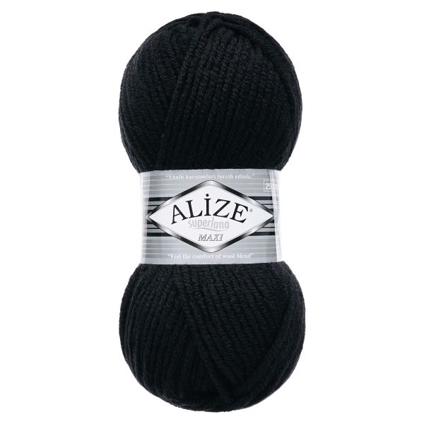 Пряжа Alize (Ализе) Superlana Maxi / уп.5 мот. по 100 г, 100м, 060 черный A