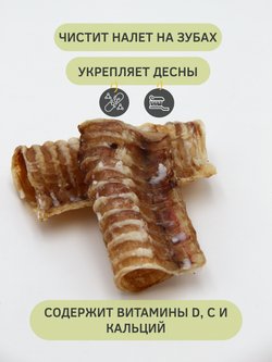 Трахея говяжья (крупная) — лакомство для собак, 65 грамм