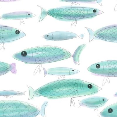 Смешные акварельные рыбки