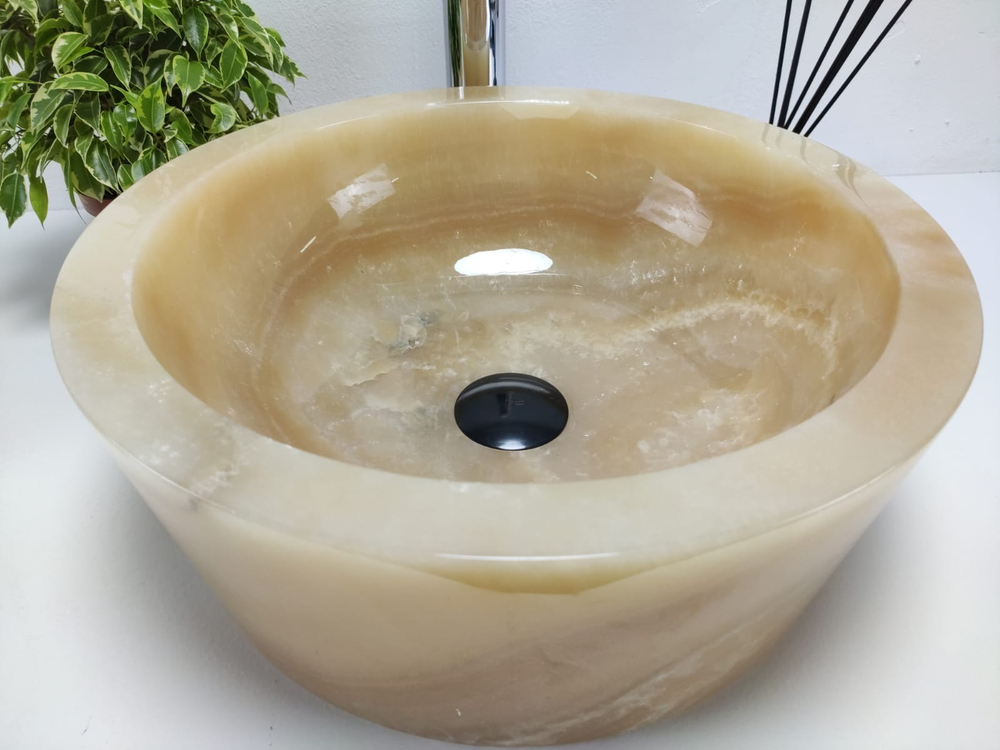 Раковина из оникса Drum Yellow Small DO-60979 40x40x15 из натурального камня