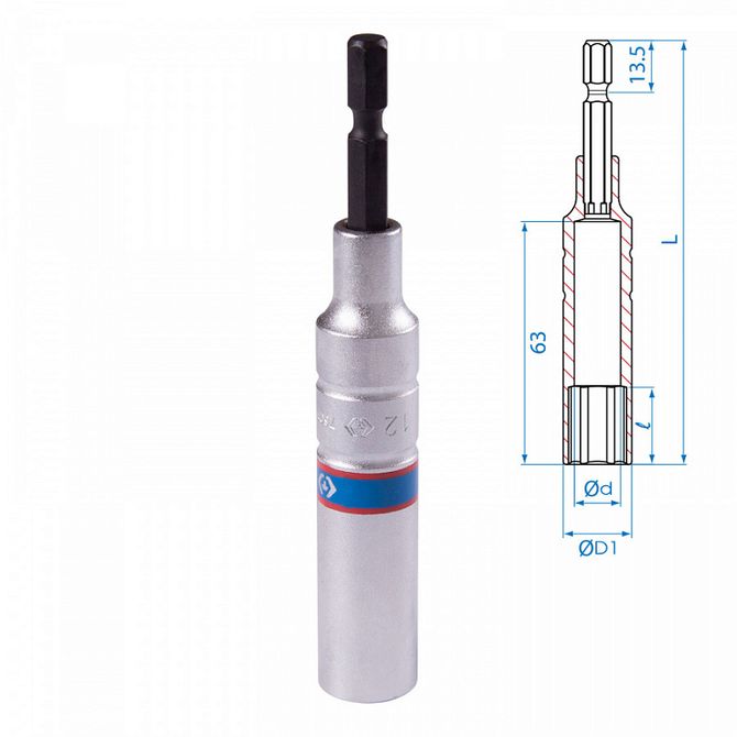 KING TONY (76C1112M) Головка для шуруповерта шестигранная 1/4", 12 мм, L = 110 мм