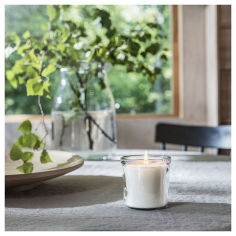 Свеча ароматическая IKEA ADLAD (АДЛАД), Скандинавские леса, Белый, 20 часов