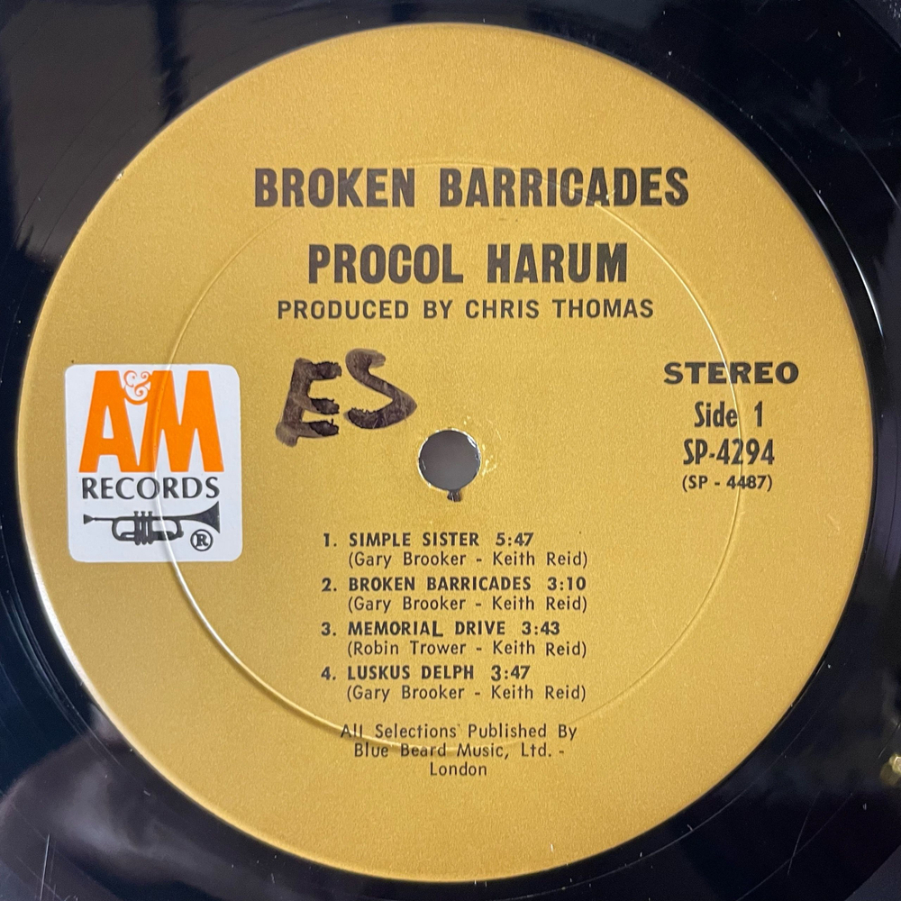 Винтажная виниловая пластинка LP Procol Harum Broken Barricades (США 1971)
