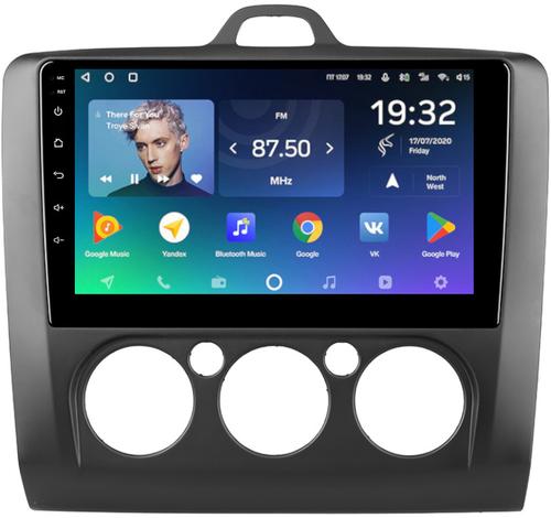 Магнитола для Ford Focus 2 2004-2011 (кондиционер, рамка черная) - Teyes CC2 PLUS монитор 9" QLED, Android 10, Быстрая, SIM-слот
