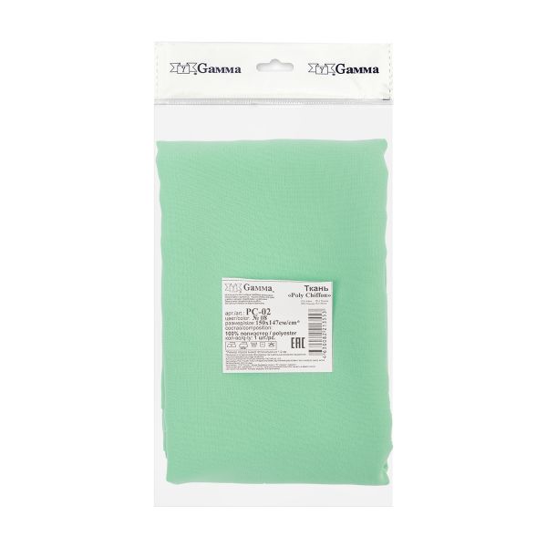 Ткань блузочная Poly Chiffon 84 г/м², 150х147 см, 08 нежно зеленый, Gamma PC-02