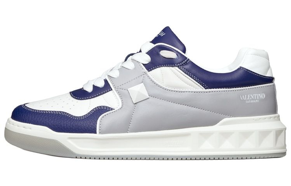 Valentino One Stud Low "White Grey Blue"