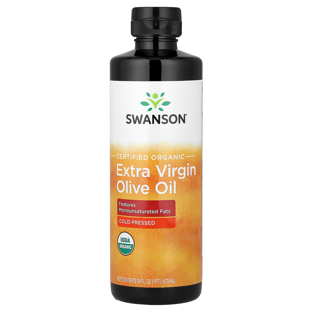 Swanson Vitamins, сертифицированное органическое нерафинированное оливковое масло высшего качества, холодный отжим, 473 мл (16 жидк. унций)